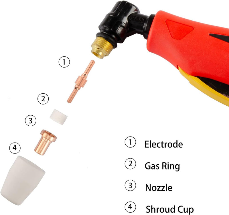 60pcs PT-31 Extended Air Plasma Cutting Düse Elektrode Verbrauchsmaterial Fit CUT-40 CUT-50D CT-312