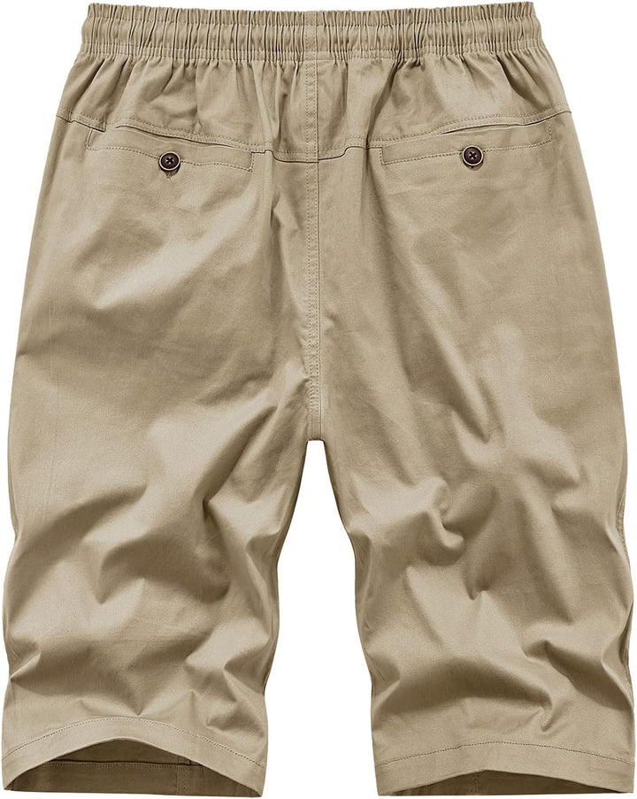 Herren Cargo Shorts aus Baumwolle Vintage Chino Shorts mit vielen Taschen Sommer Bermuda Kurze Hose