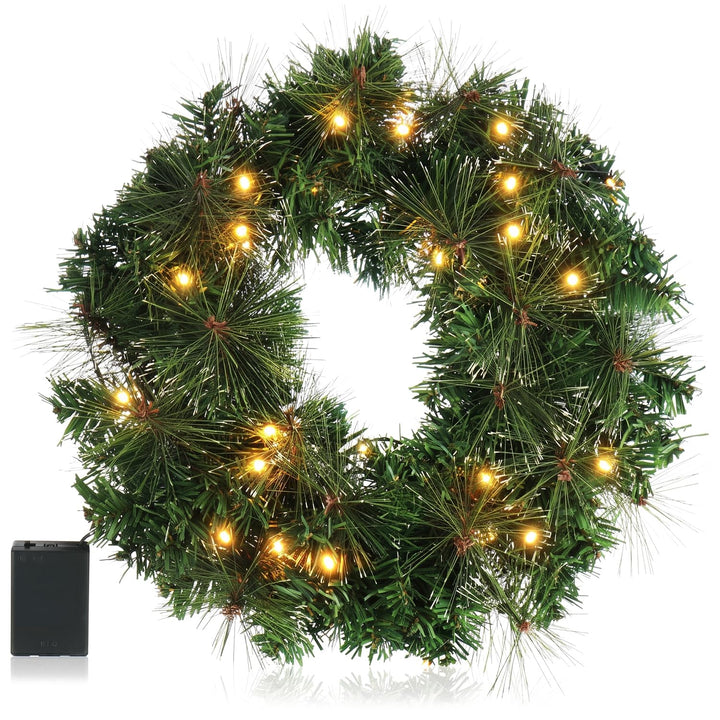 COM-FOUR® LED Türkranz Weihnachten - Adventskranz mit LED-Beleuchtung - tolle Weihnachtsdeko - 40 wa
