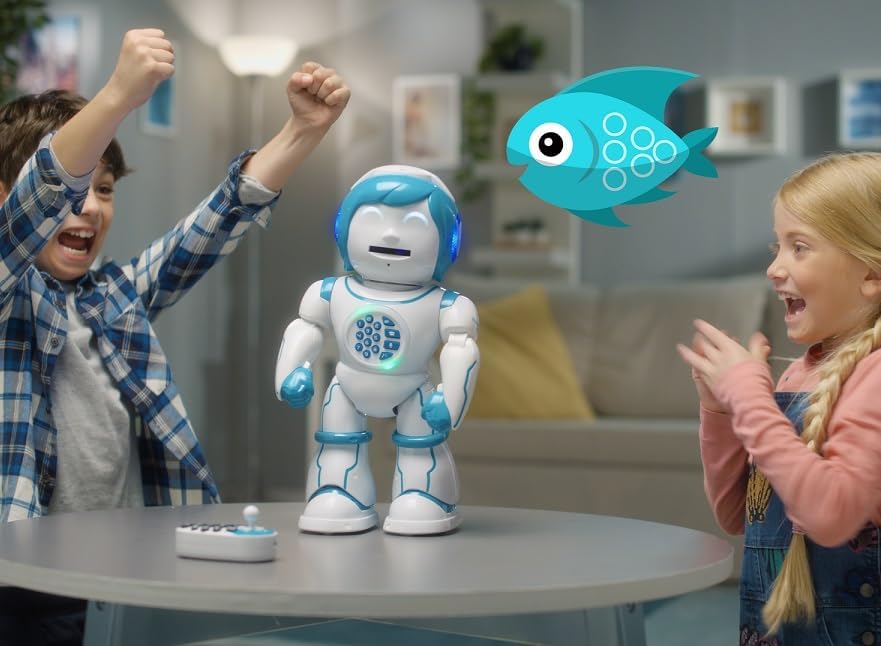Lexibook ROB90DE Powerman Kid-Pädagogischer und zweisprachiger deutsch/englischer Roboter-Gehend Spr
