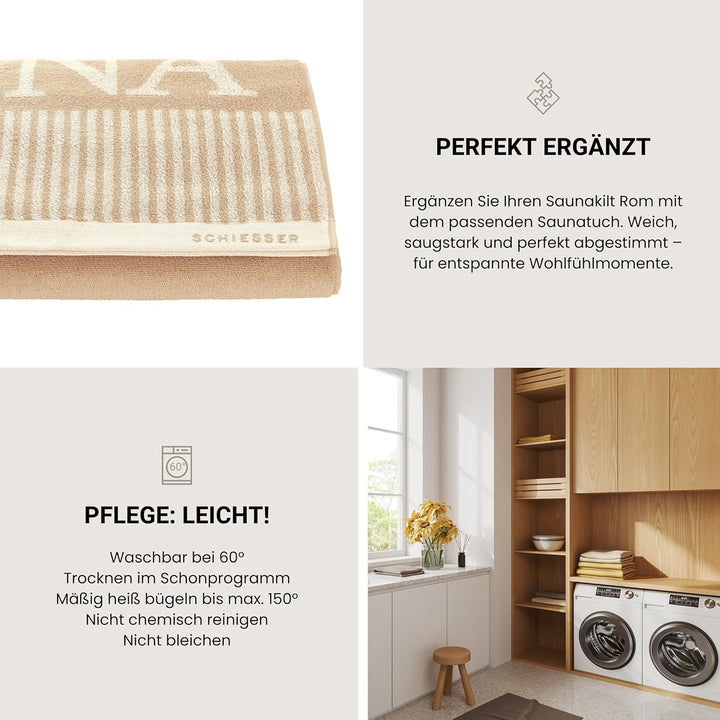 Schiesser Saunakilt Rom für Damen aus saugstarkem Baumwoll-Frottier (Grössen S - XXL), Made in Green