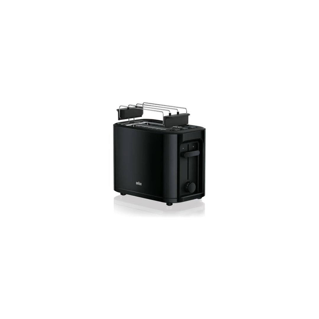 Braun HT 3010 BK Toaster | Doppelschlitz | Herausnehmbare Krümelschublade | Aufwärm- und Auftaufunkt