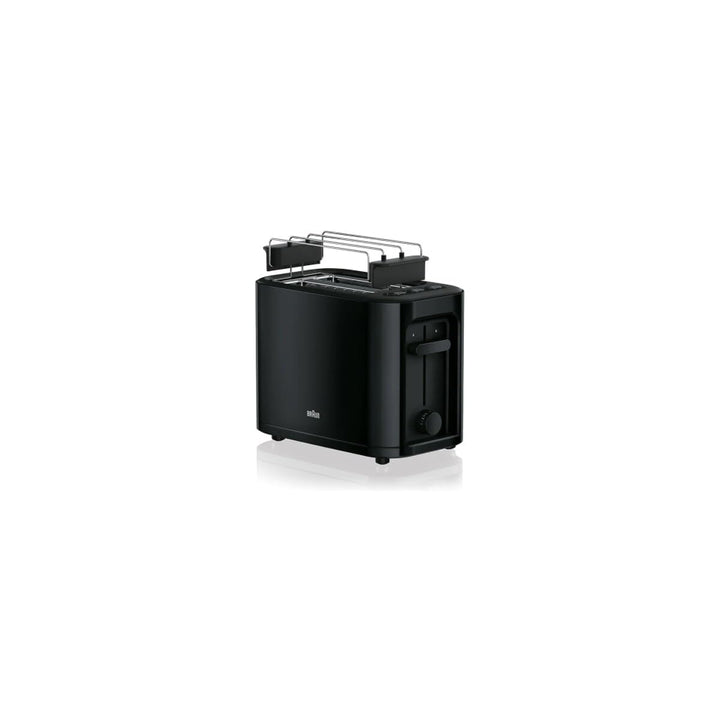 Braun HT 3010 BK Toaster | Doppelschlitz | Herausnehmbare Krümelschublade | Aufwärm- und Auftaufunkt