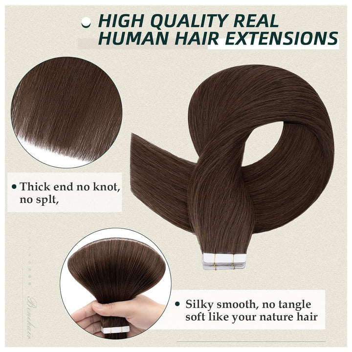 Benehair Tape in Extensions Echthaar, 30CM Tape in Haarverlängerungen, Invisible Echthaar Extension