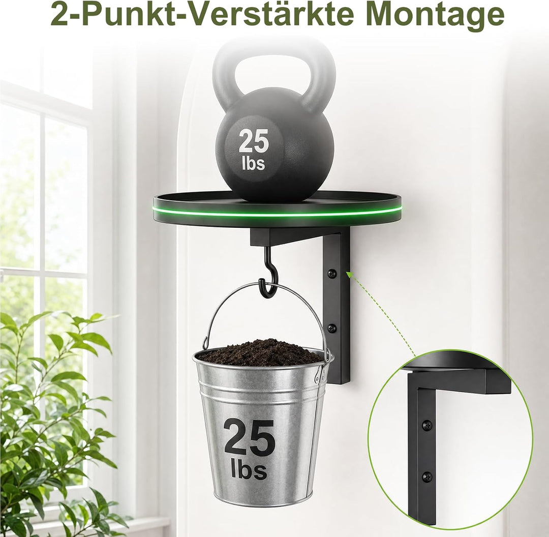 Wandbehang Pflanzenregal 3er Set, Pflanzenhalter mit Ablage und Haken | Platzsparend &amp; Einfach zu Mo