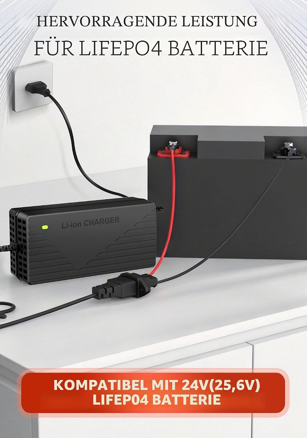 29,2V 10A Lithium Batterie Ladegerät für 24V(25,6) LiFePO4 Batterie, 24V AC-DC Lithium LiFePO4 Batte