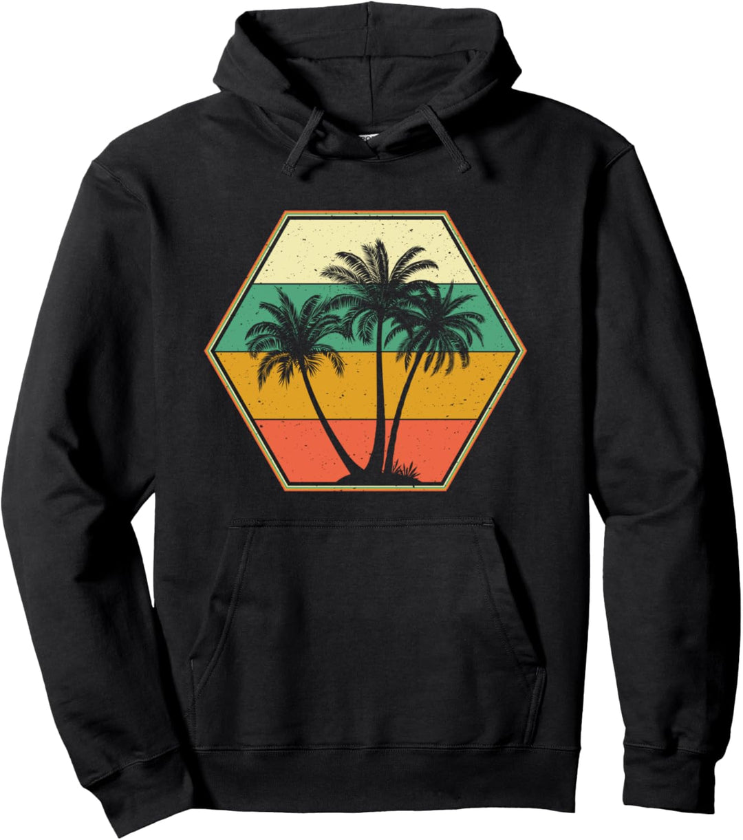 Palme im Vintage-Retro-Stil mit tropischem Strand-Motto Pullover Hoodie