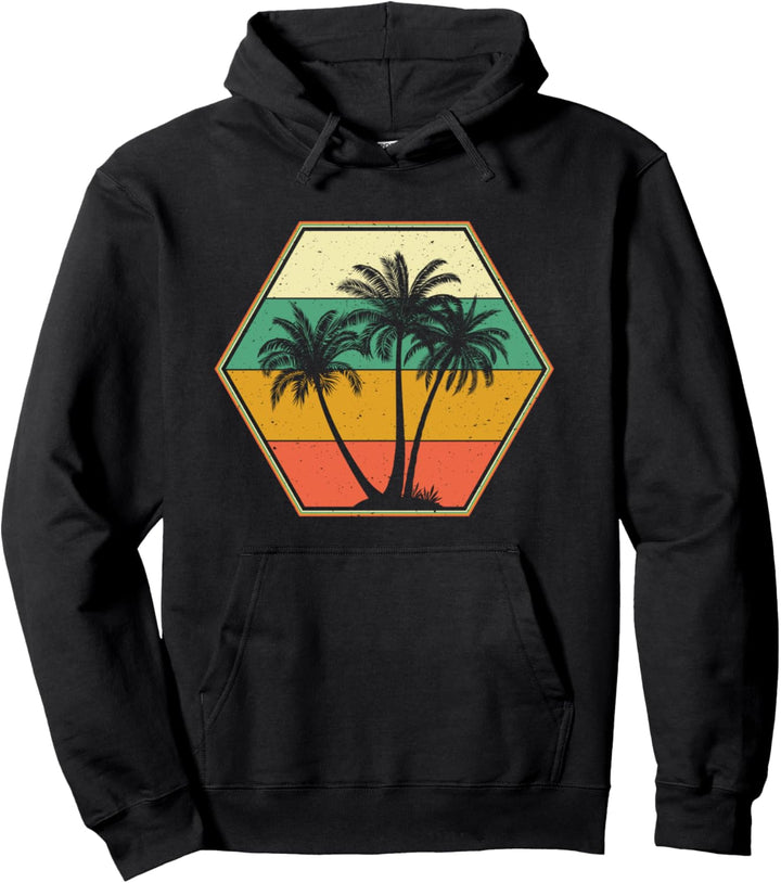 Palme im Vintage-Retro-Stil mit tropischem Strand-Motto Pullover Hoodie