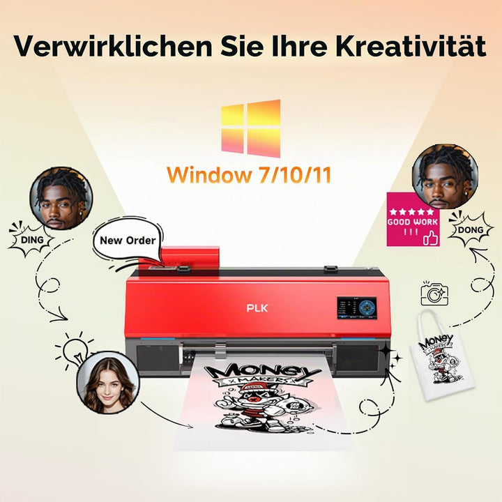 PLK DTF-Drucker A3 XP600 DTF, 2 x Druckgeschwindigkeit als L1800 & L805, automatische Reinigung, int