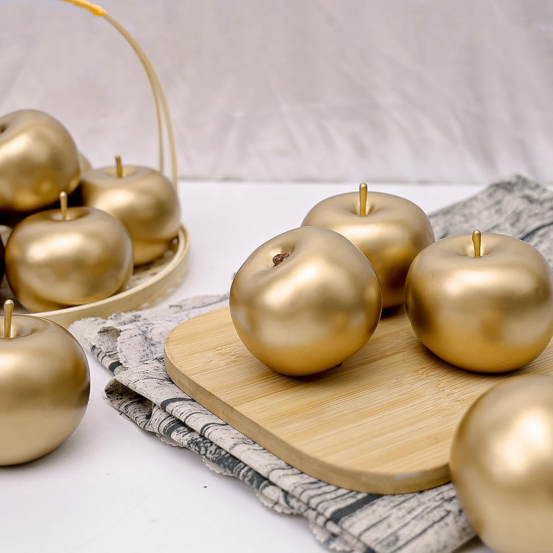 Gresorth 6 Stück Künstlich Gold Apfel Fälschung Äpfel Obst Zuhause Party Christmas Dekoration, Gold