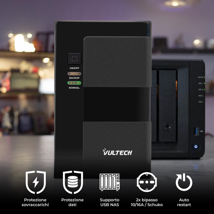 VulTech UPS650VA-LFP-NAS Desktop USV NAS Unterbrechungsfreie Stromversorgung für Synology/QNAP/Netzw