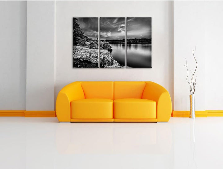 Pixxprint Lila Seelandschaft als Leinwandbild/Grösse: 3 Teilig (120x80) cm/Wandbild/Kunstdruck/ferti