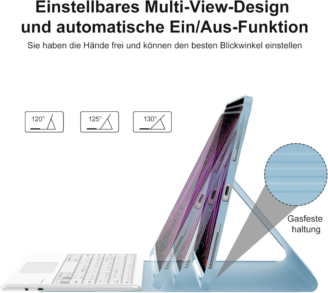 IVEOPPE Tastatur für iPad Pro 12,9, Hülle mit Tastatur für iPad Pro 6. Generation, Bluetooth QWERTZ