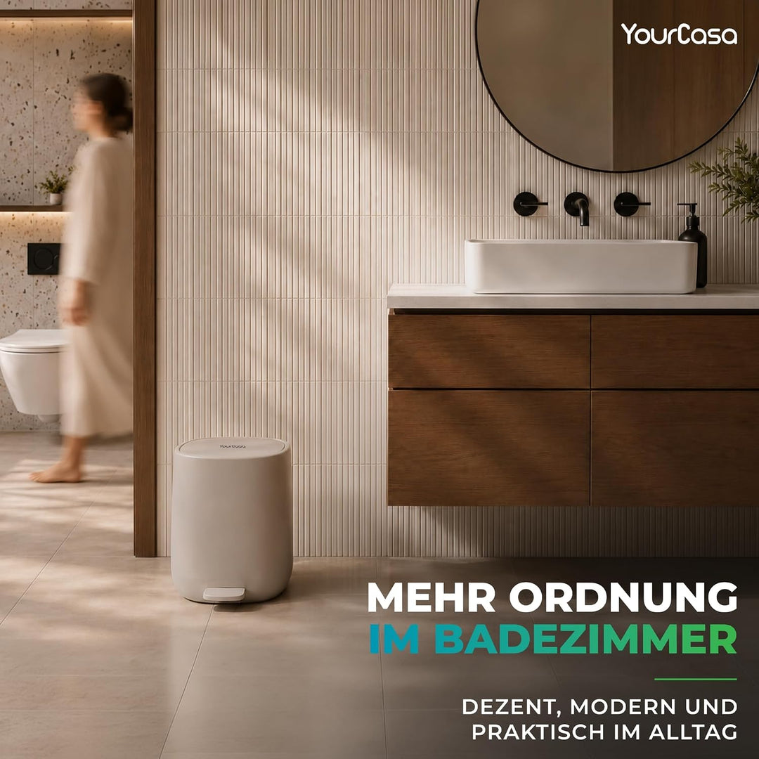YourCasa Mülleimer Bad [5L] - Elegantes Design - Badeimer - Kosmetikeimer Badezimmer Klein - Badmüll