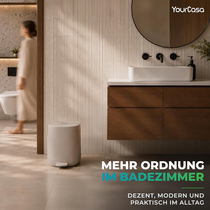 YourCasa Mülleimer Bad [5L] - Elegantes Design - Badeimer - Kosmetikeimer Badezimmer Klein - Badmüll