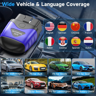 AUTOPHIX 3610 OBD2 Bluetooth Diagnosegerät Kompatibel mit VW Audi Skoda Seat All-System OBD2 Scanner