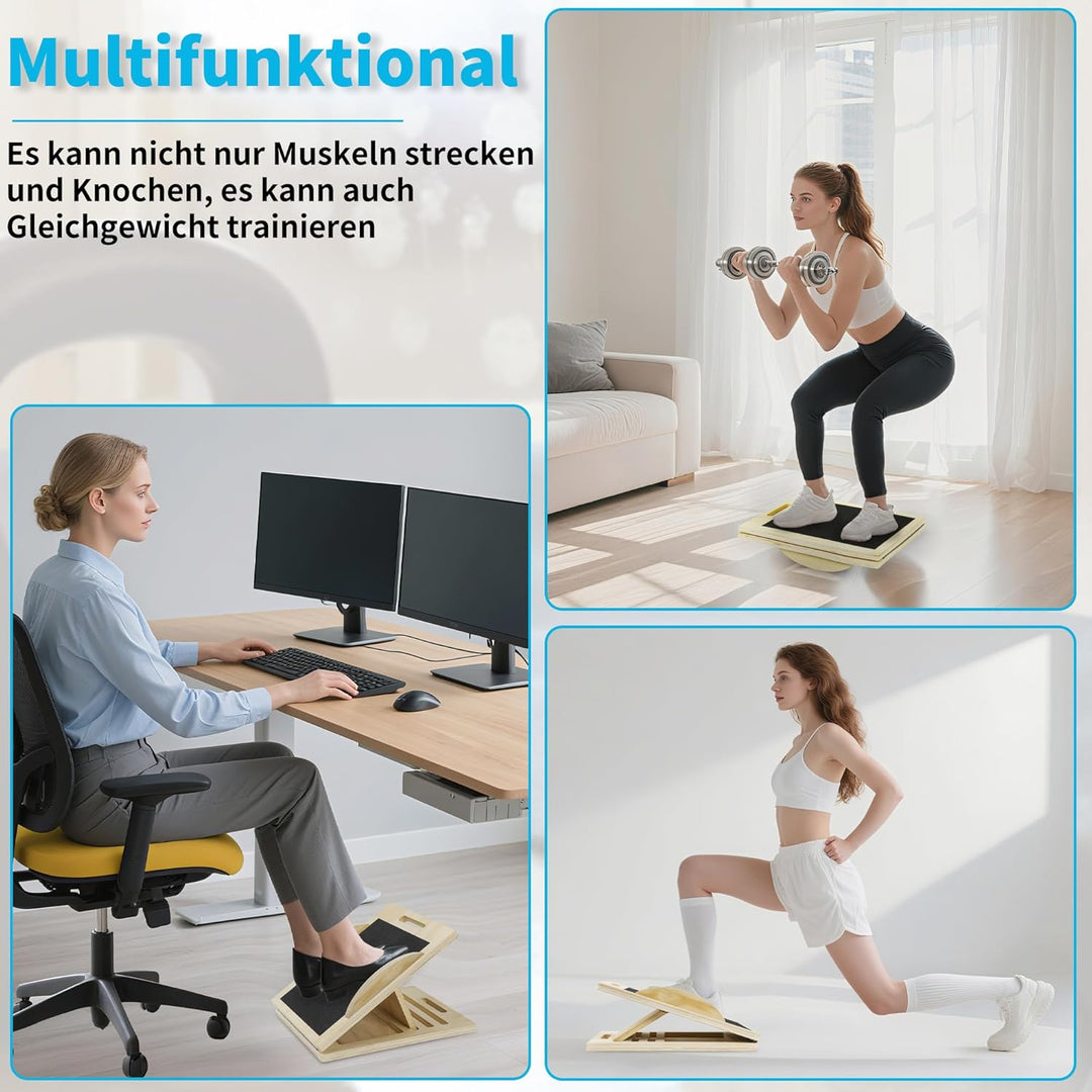 OUUTMEE 5 Winkel Schrägbrett Holz Spannungsneigungsplatte, Balance Board für Erwachsene, verstellbar