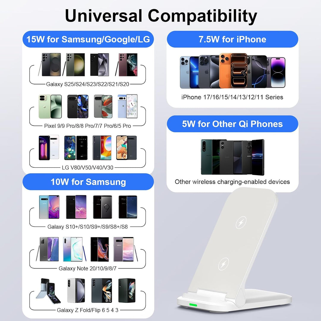 15W Induktive Ladestation Samsung, Wireless Charger mit 18W Schnellladegerät, Google Pixel Stand für