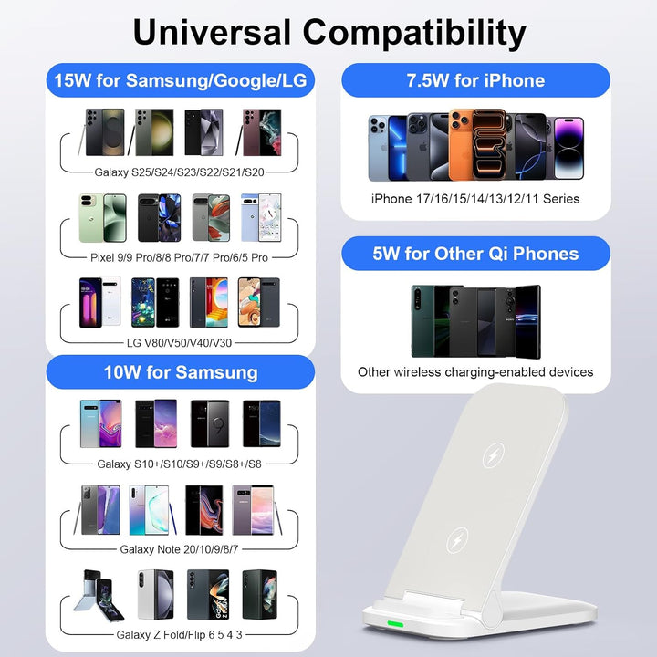 15W Induktive Ladestation Samsung, Wireless Charger mit 18W Schnellladegerät, Google Pixel Stand für