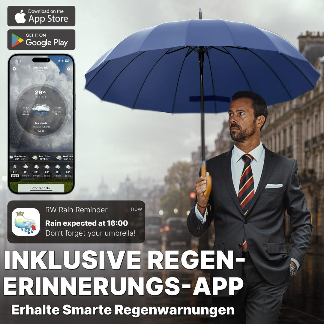Royal Walk Gross XXL 54 inch Automatik Reise Golf Regenschirm für Damen und Herren Sturmfest Windsic