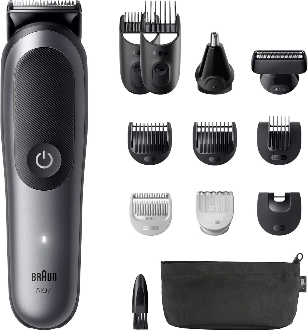 Braun Bundle mit All-in-One Series 7, 12-in-1 Multigroom Kopf und Körper, 120 Min Akku, 14 Längen (3