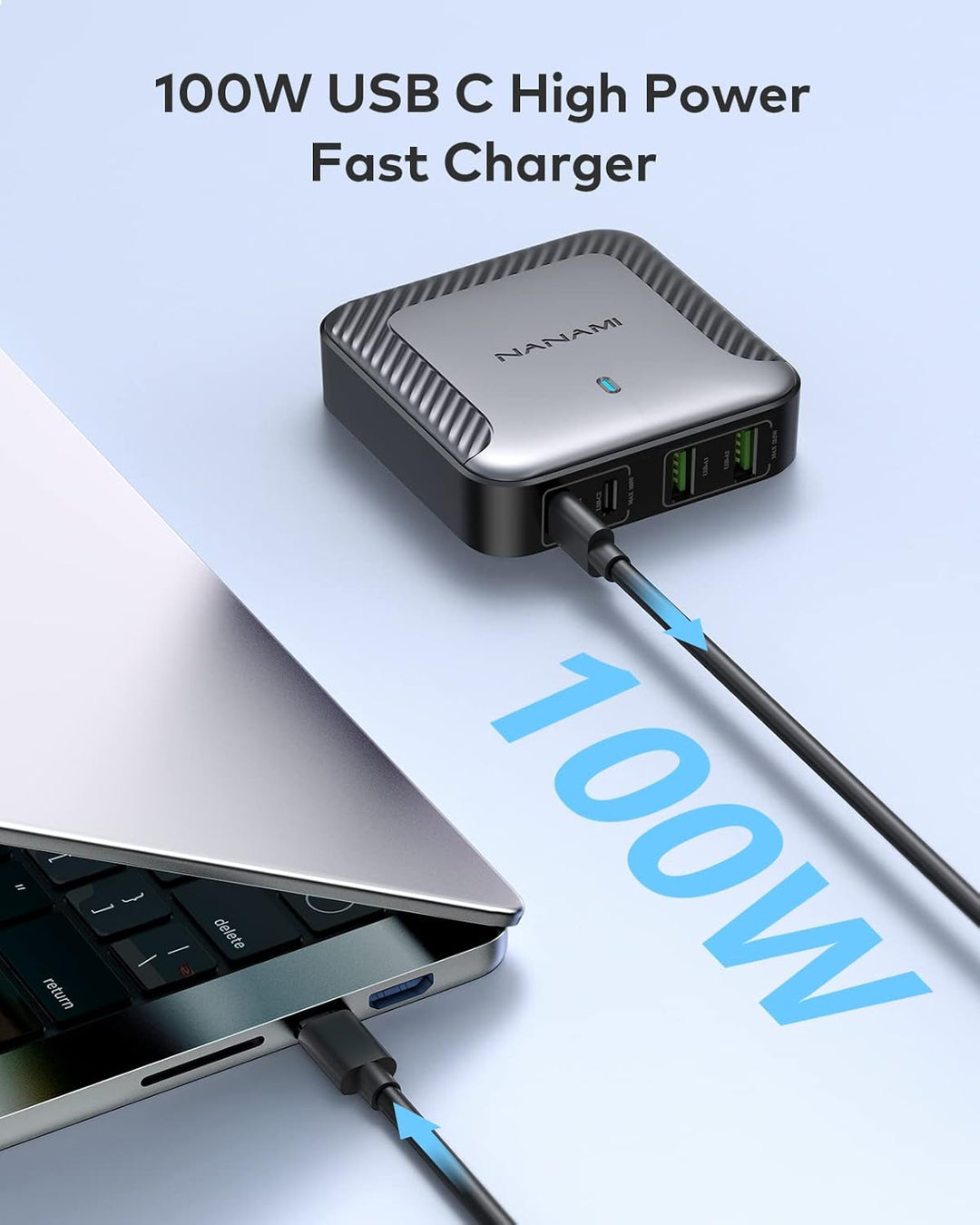 NANAMI 100W USB C Ladegerät Mehrfach - 4-Port Desktop Charger GaN USB C Netzteil PD Ladegerät mit PP