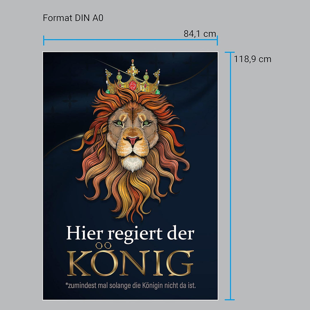 wandmotiv24 Poster als Wanddeko, Grösse Din A0, Hier regiert der König, Löwe, Königin, Afrika, Tiere