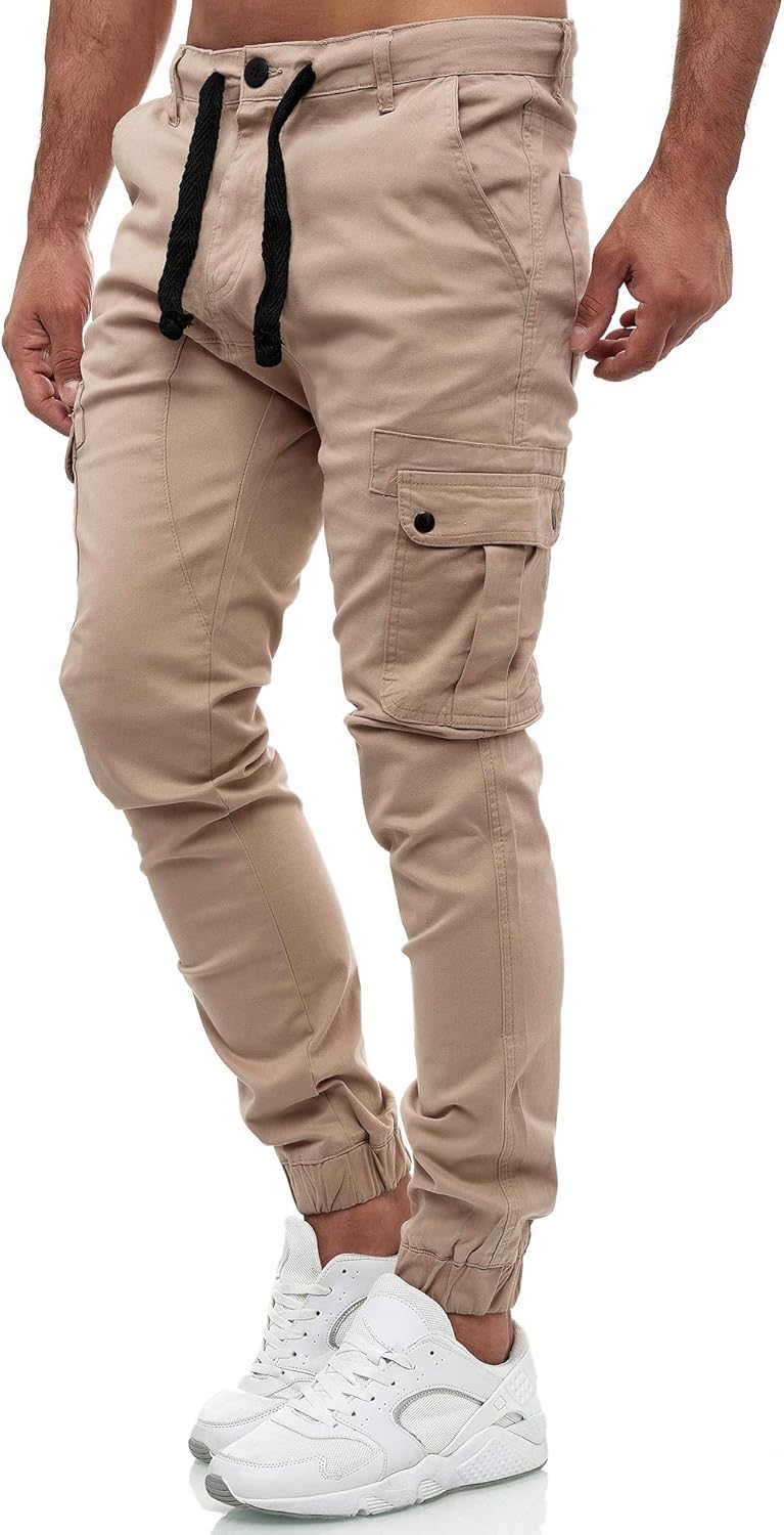 Tazzio Cargohose Herren Cargo Hose Jogger Chino Regular Fit Jeans 18525 33 Beige, 33 Beige