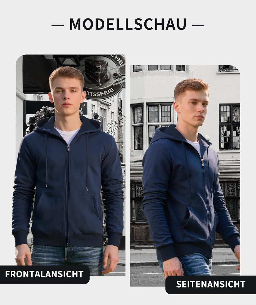 SwissWell Herren Fleecejacke Full Zip Kapuzenjacke Winter Sweatjacke mit Kapuze Gefütterte Hoodie Mä