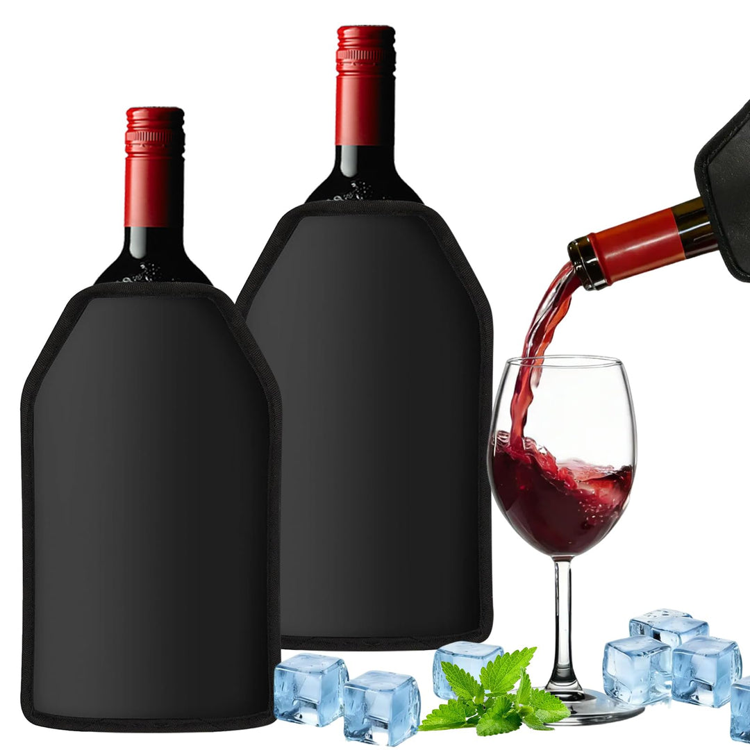 2 Stück Kühlmanschette Wein, Weinkühler Manschette, Kühlmanschette Sektflasche Wiederverwendbarer Fl