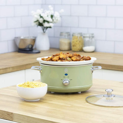 Swan Retro SF17021GNEU Slow Cooker 3,5L Abnehmbarer Kochbehälter, PFOA- und PTFE-freier Keramischer