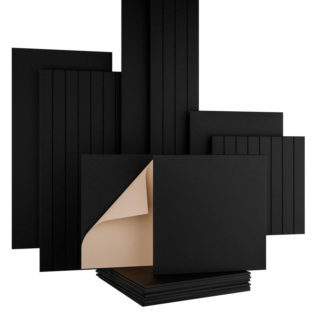 1 Stück Akustikplatte 60x60cm (Schwarz Schlicht, 0.36m²) Filz 9mm Schallschutz Akustikfilz selbstkle
