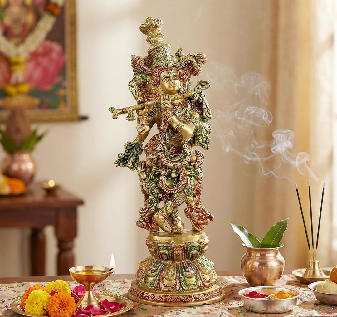 eSplanade Radha Krishna Kishan Murti Idol Statue Skulptur | Pooja Idols | Heimdekoration (45,7 cm),