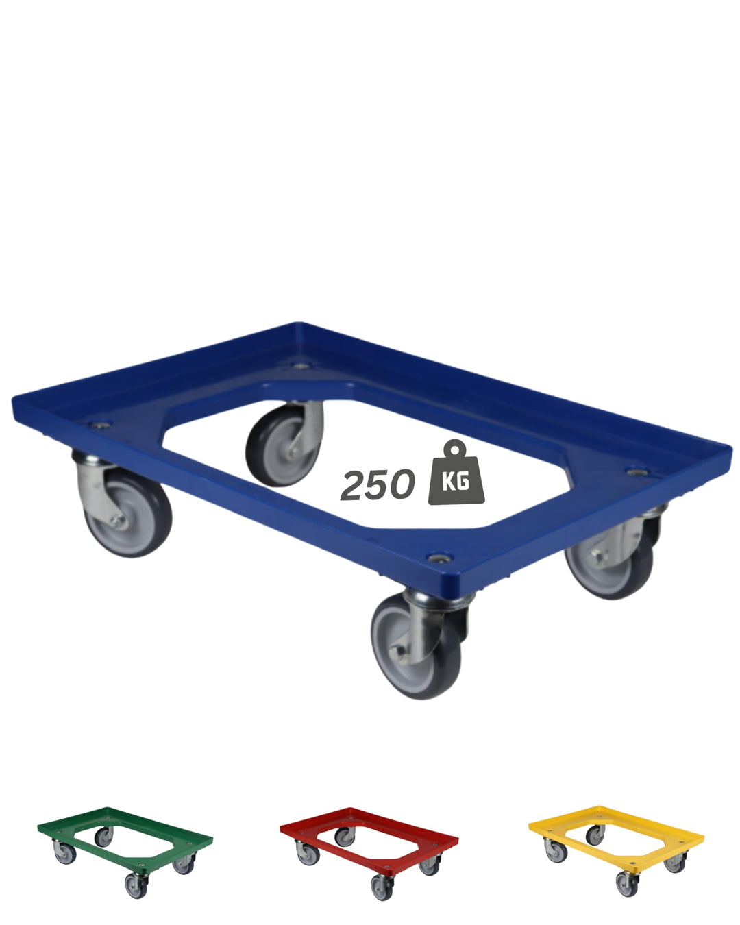 Transportroller Kunststoff 60x40 cm mit 4 Leichtlauf-Lenkrollen (Blau), Blau