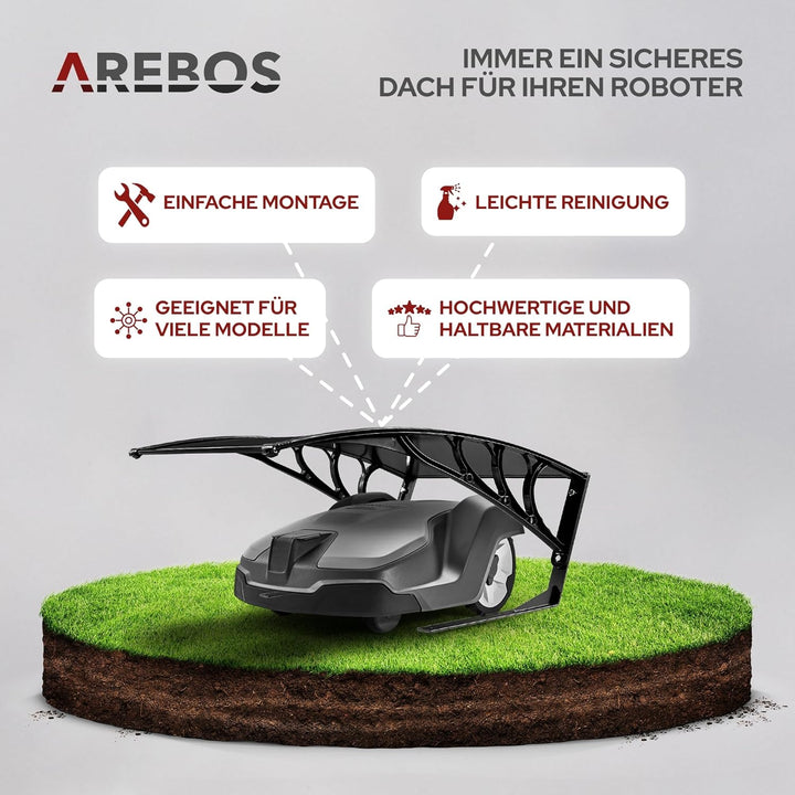 Arebos Mähroboter Garage | Rasenmäher Rasenroboter Automower | Carport 102 x 79 x 46 cm | Witterungs