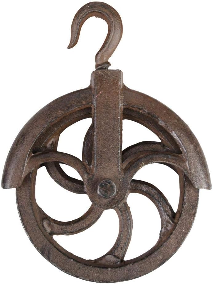 Esschert Design Flaschenzugrolle aus Gusseisen, 14,1 x 4,5 x 18,2 cm, sehr stabil