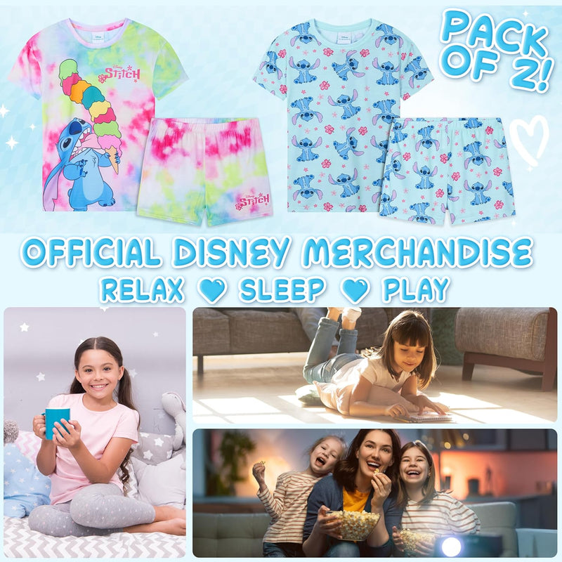 Schlafanzug Mädchen Kurz Pyjama Kinder 2er Set Schlafanzug Teenager Kurzarm Sommer Loungewear Set, 7