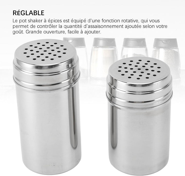 Shaker aus 304 Edelstahl, verstellbare Ausgiesslöcher, Gewürzspender, Behälter für Küche, Grill, Cam