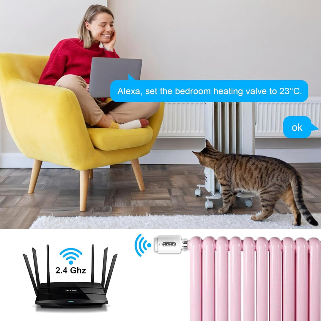 Smart Heizkörperthermostat mit APP ANTELA Digitales Display zur Kontrolle der Heiztemperatur, Kompat