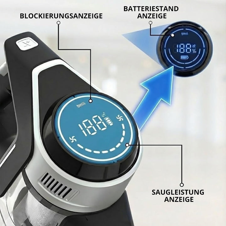 Powell Akku Staubsauger Kabellos, 15000Pa, 140W, 30 Min, 1,2 L, 2-in-1 Stabstaubsauger mit Flex-Rohr