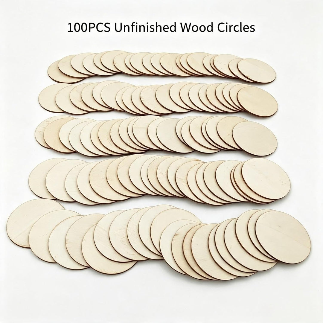 100 Stück unlackierte Holzkreise Scheiben zum Basteln, 7 cm, blanko, Holzscheiben, runde Ausschnitte