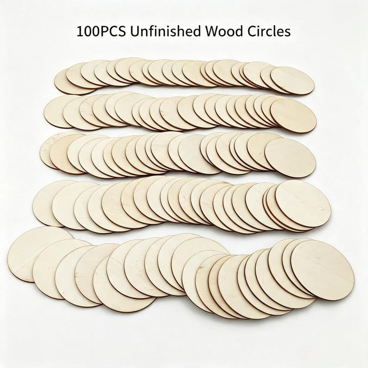 100 Stück unlackierte Holzkreise Scheiben zum Basteln, 7 cm, blanko, Holzscheiben, runde Ausschnitte