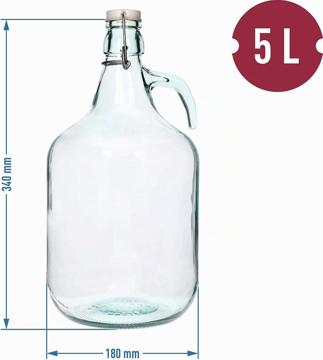 Unbekannt 6 STÜCK 5L Gärballon mit BÜGELVERSCHLUSS Flasche Glasballon Weinballon Bügelflasche Glasfl