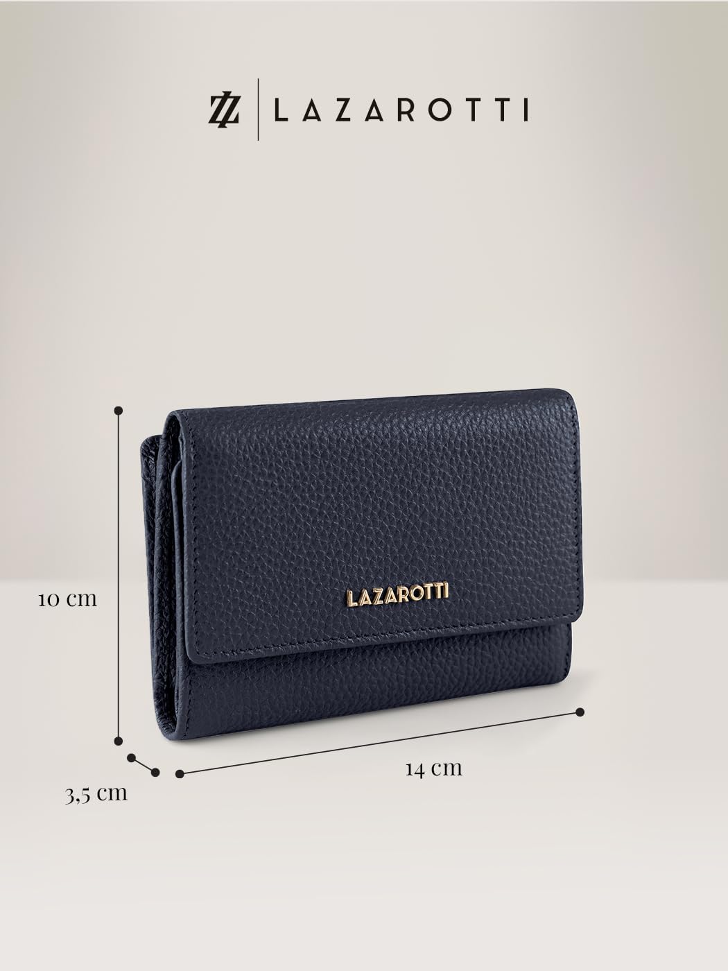 Lazarotti Bologna XL Leder Damen-Geldbörse | grosses Reissverschlussfach, 15 Kartenfächer, RFID-Schu