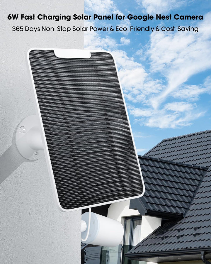 Solarpanel-Ladegerät Kompatibel mit Google Nest-Kamera im Aussen & Innenbereich(Batterieversion), 6W