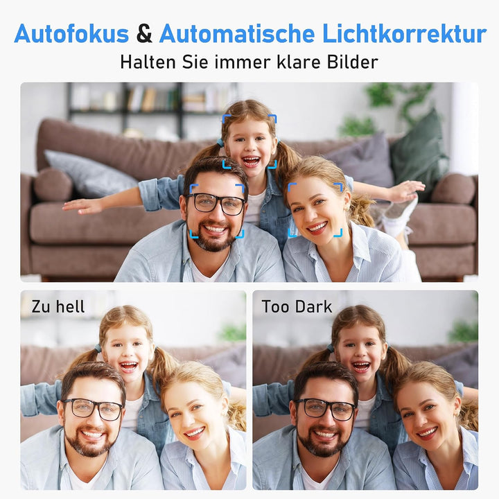 W4DS PRO Webcam 4K für PC, 30FPS Ultra HD, Kamera PC mit Autofokus und Rauschunterdrückung, 78°FOV,