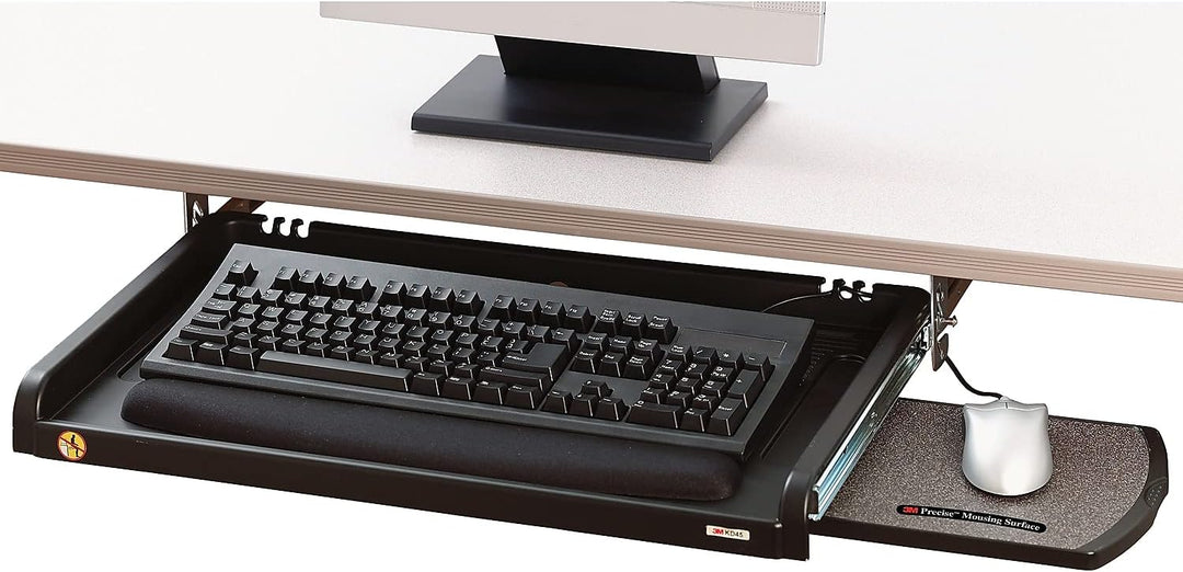 3M Adjustable Under-Desk Keyboard Drawer, Three Height Settings, Wide Tray with Gel Wrist Rest Accom