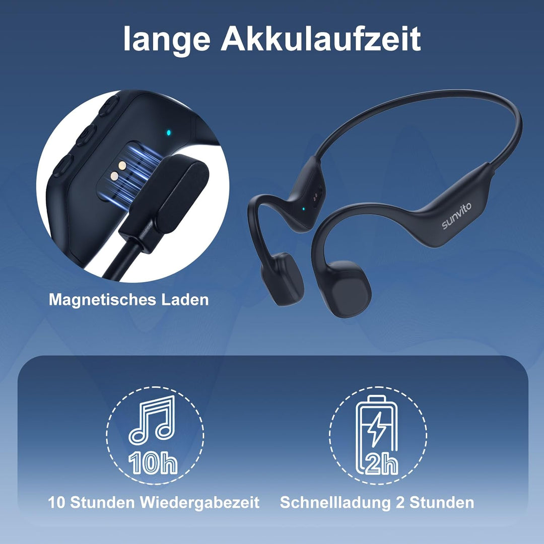 Knochenschall Kopfhörer Bluetooth 6.0, offene Bluetooth-Funkkopfhörer für Sport, wasserdichte, leich