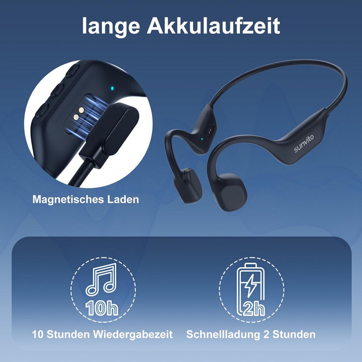 Knochenschall Kopfhörer Bluetooth 6.0, offene Bluetooth-Funkkopfhörer für Sport, wasserdichte, leich