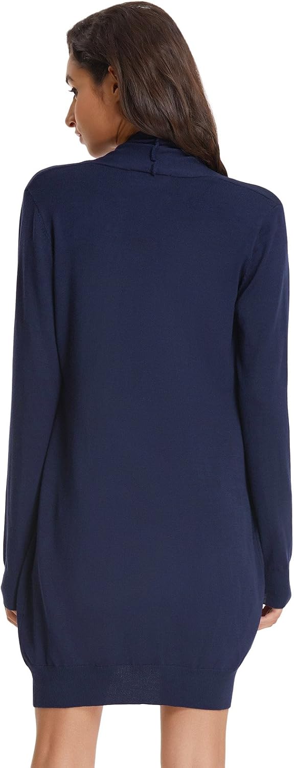 GRACE KARIN Damen Langarm Offene Strickjacke Lang Strickmantel Casual High Stretchy Cardigan mit Tas